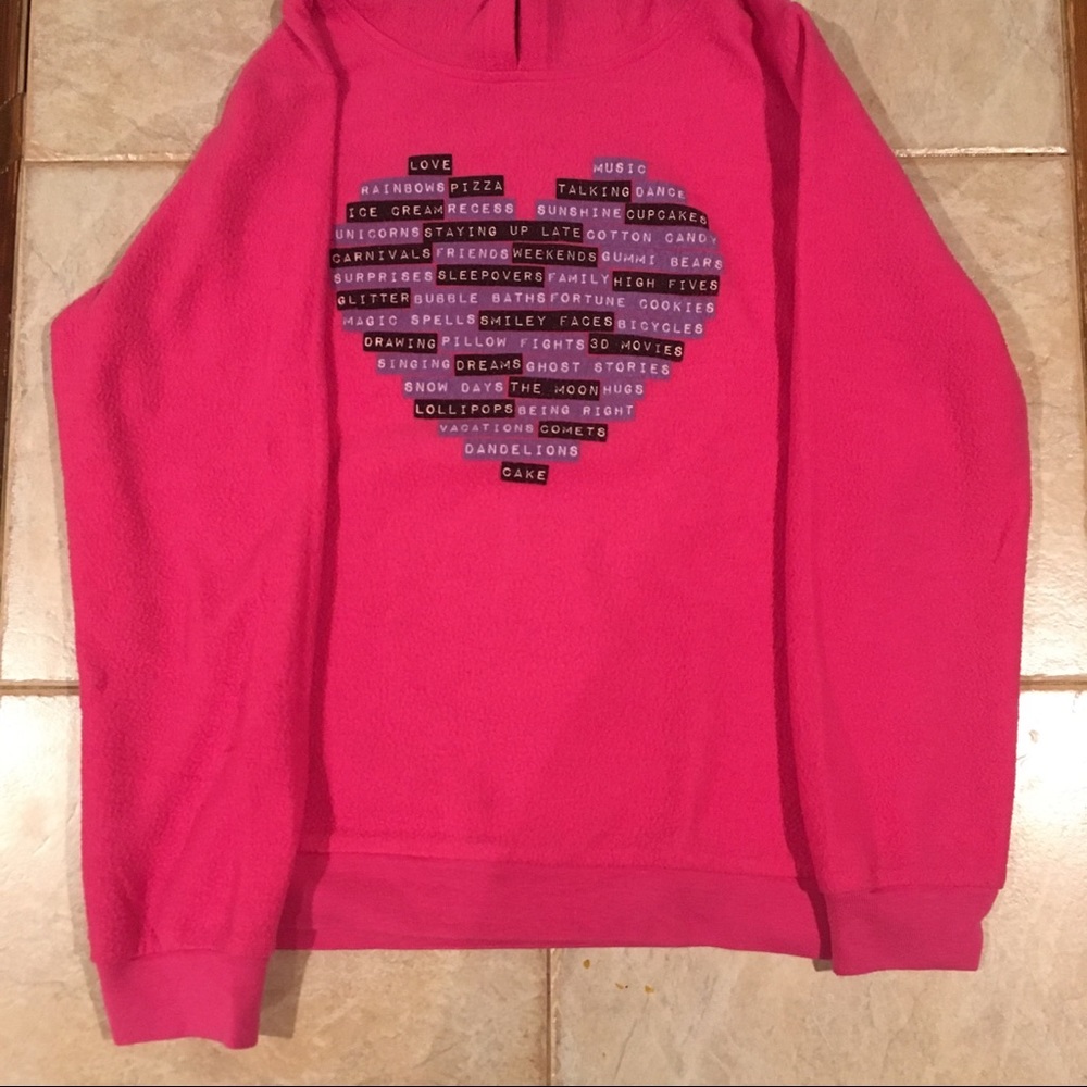 Kids Pink Heart XL Hoodie Sweatshirt